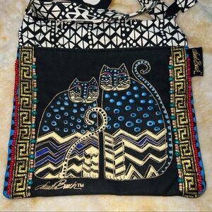 NWT LAUREL BURCH SPOTTED CATS CROSSBODY TOTE ZIPPER TOP 10” X 10” WITH 25” STRAP